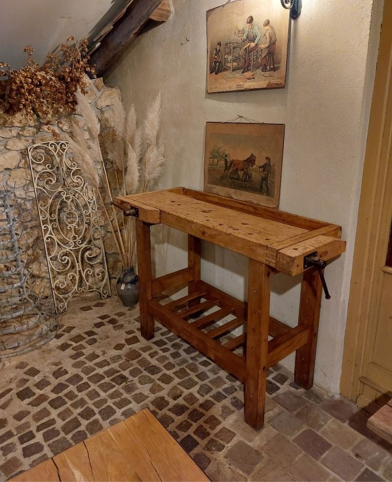 oude kleine werkbank 138 cm lang    oude sidetable, Antiek en Kunst, Ophalen