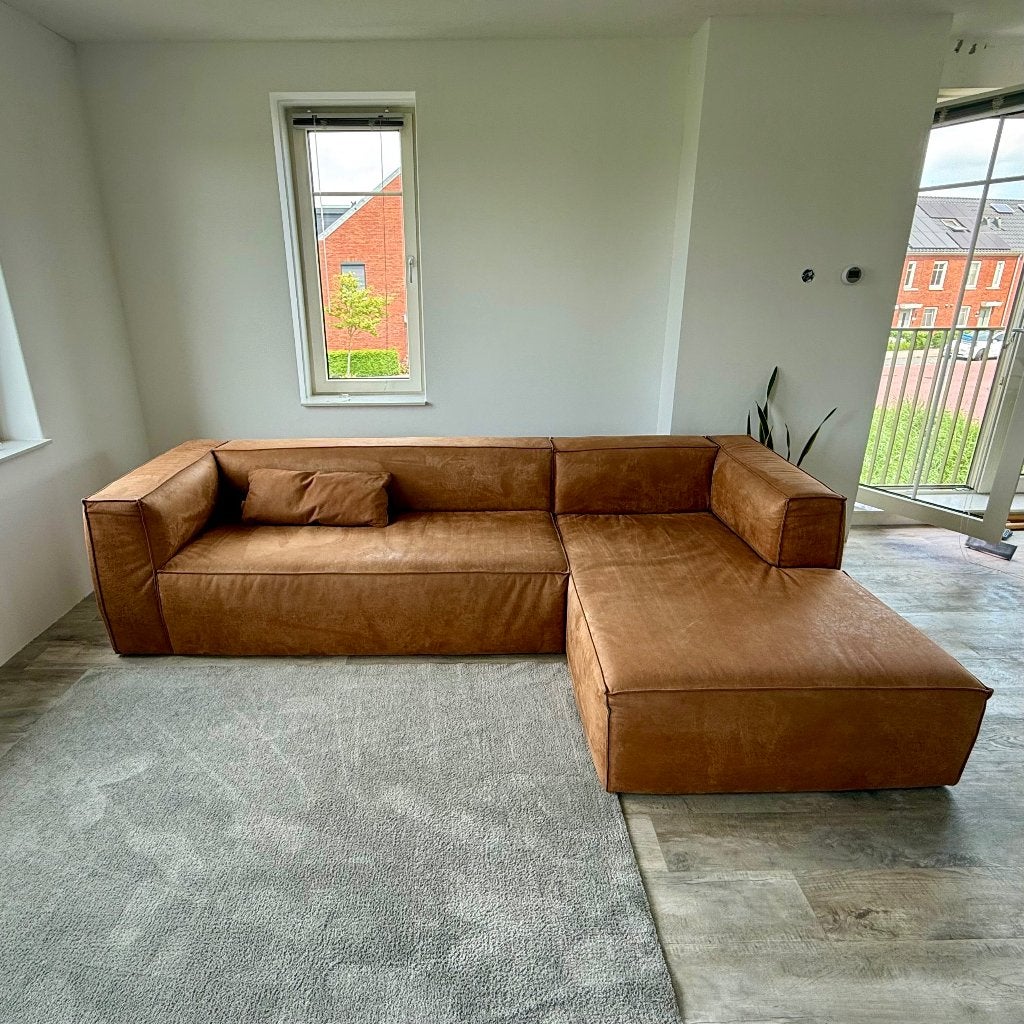 Bank met Chaise Longue, Ophalen, 250 tot 300 cm, Driepersoons, Leer