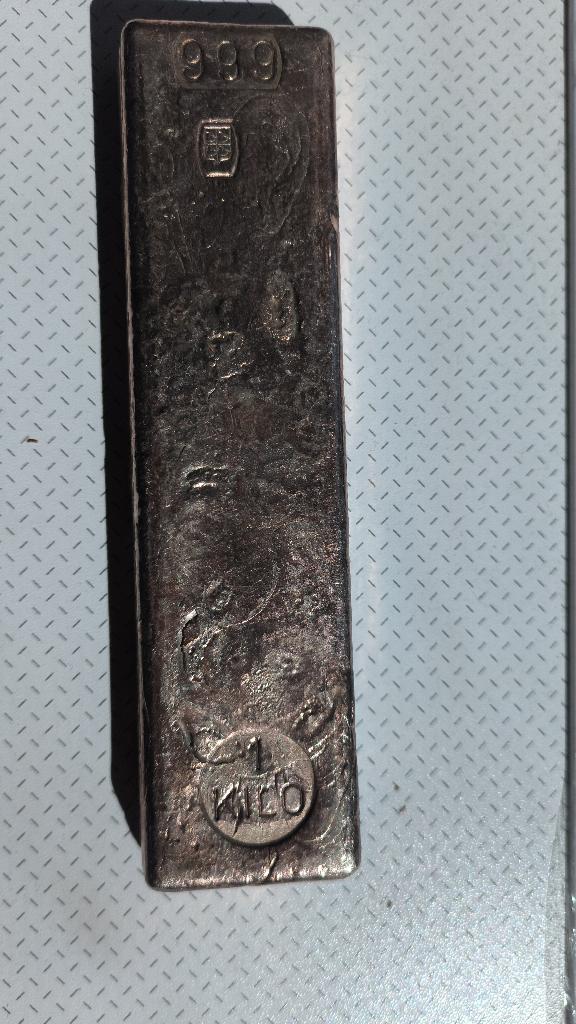 Zeldzame Vintage Zilverbaar 1 Kilo (999) - ETMA België, Ophalen of Verzenden, Zilver