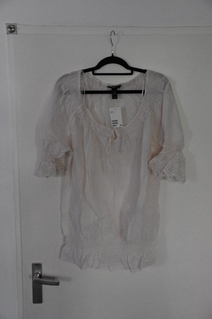 prachtige poederroze/creme katoenen blouse maat 50 H&M, H&M, Maat 46/48 (XL) of groter, Nieuw, Ophalen of Verzenden