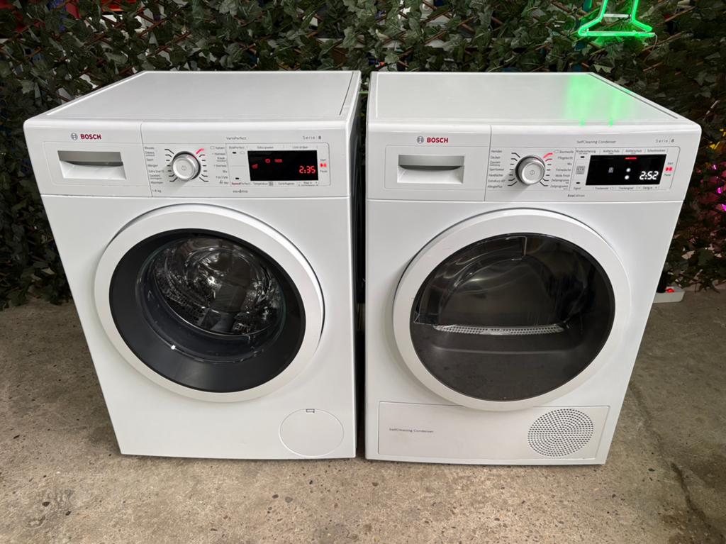 Bosch Serie 8 Was- en droogset, 8 tot 10 kg, Ophalen, Refurbished, Minder dan 85 cm