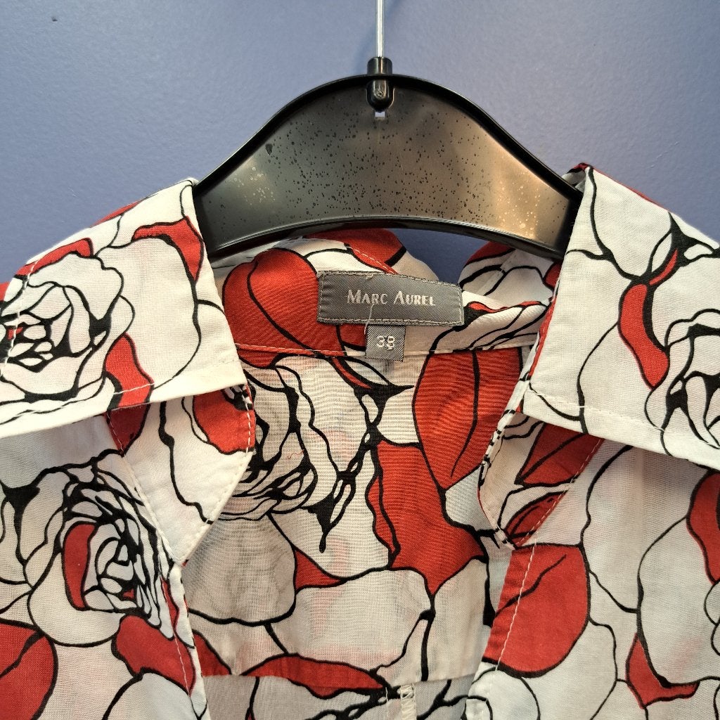 Marc Aurel Blouse met Rozenprint - Maat 38, Maat 38/40 (M), Marc Aurel, Industriestraße 1, 33378 Rheda-Wiedenbrück, Duitsland