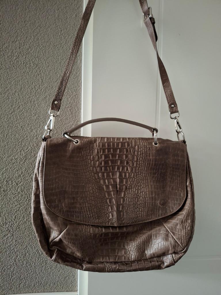 Gianni Chiarini Leren Schoudertas met Krokodillenprint, Sieraden, Tassen en Uiterlijk, Tassen | Damestassen, Ophalen of Verzenden