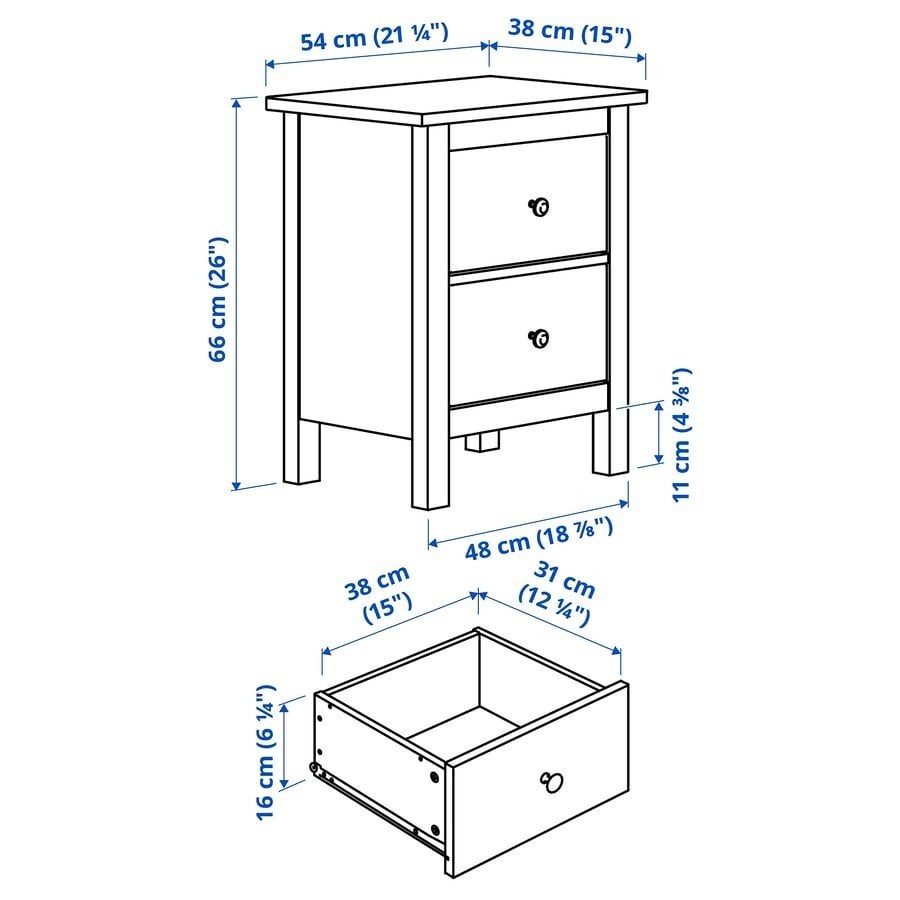 Ikea nachtkastje Hemnes, Ophalen, Gebruikt, 45 tot 65 cm, 55 tot 70 cm