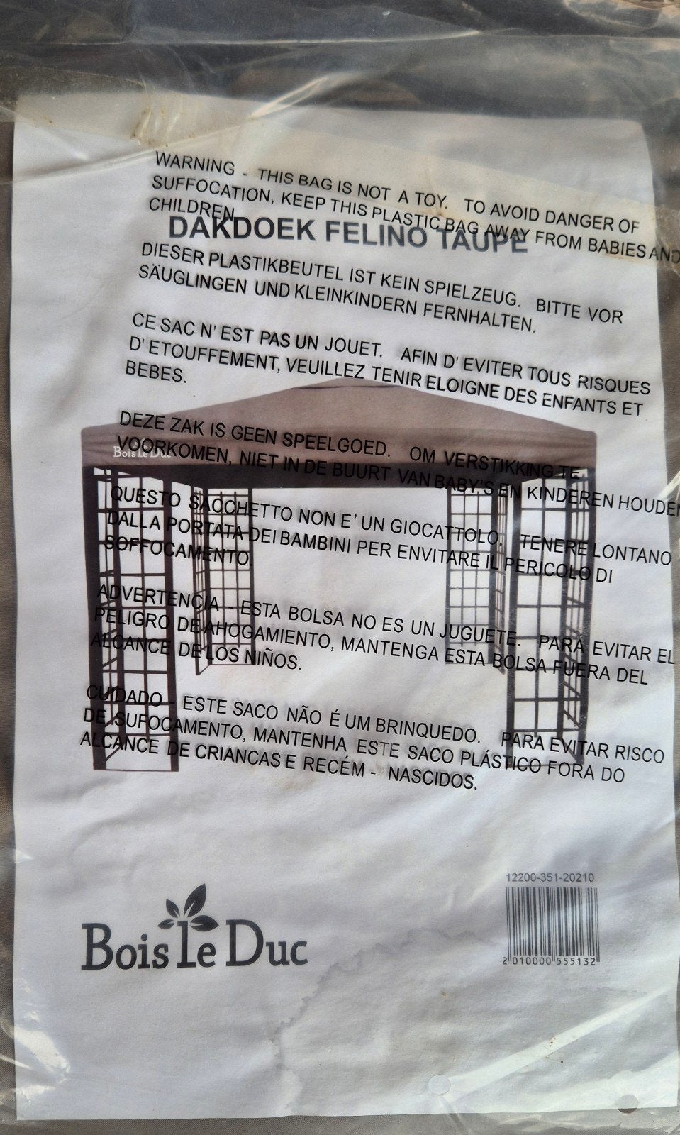 Dakdoek Felino taupe 3x3m voor paviljoen, Ophalen, Minder dan 4 meter, Nieuw, Minder dan 5 meter