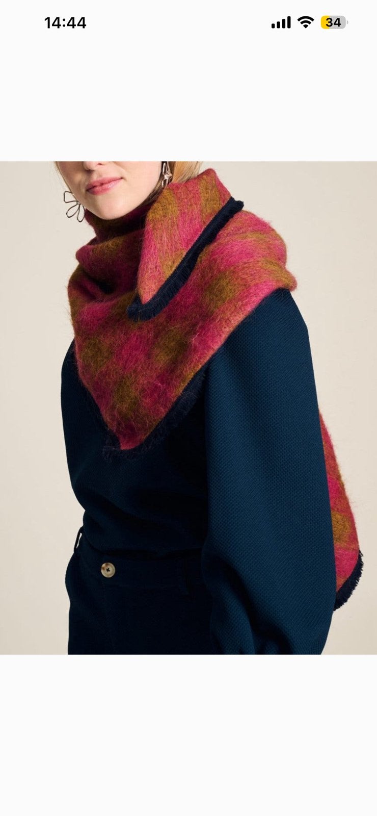 New- Pom Amsterdam - Checks Pink Brown Shawl see picture wit, Kleding | Dames, Ophalen of Verzenden, Nieuw, Maat 46/48 (XL) of groter