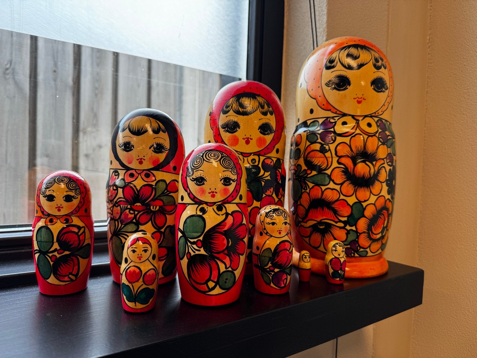 Set van 9 Matroesjka poppen - Russisch handwerk, Verzamelen, Ophalen, Gebruikt