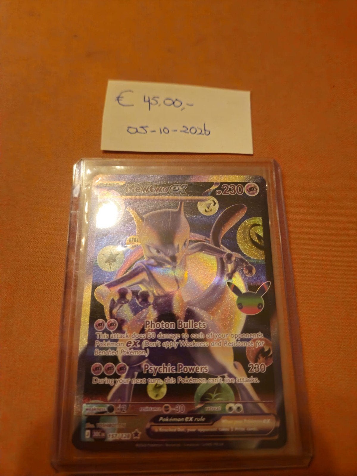 Mewtwo EX Pokémon Kaart - Full Art Holo, Hobby en Vrije tijd, Ophalen of Verzenden, Zo goed als nieuw, Losse kaart, Foil