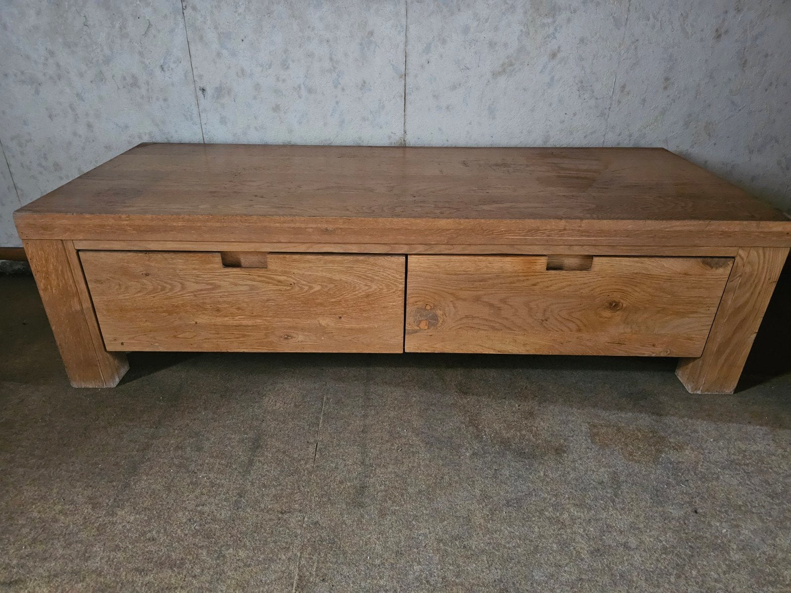 Massief eikenhouten salontafel met lades, Ophalen, Gebruikt, Eikenhout, Landelijk, Modern