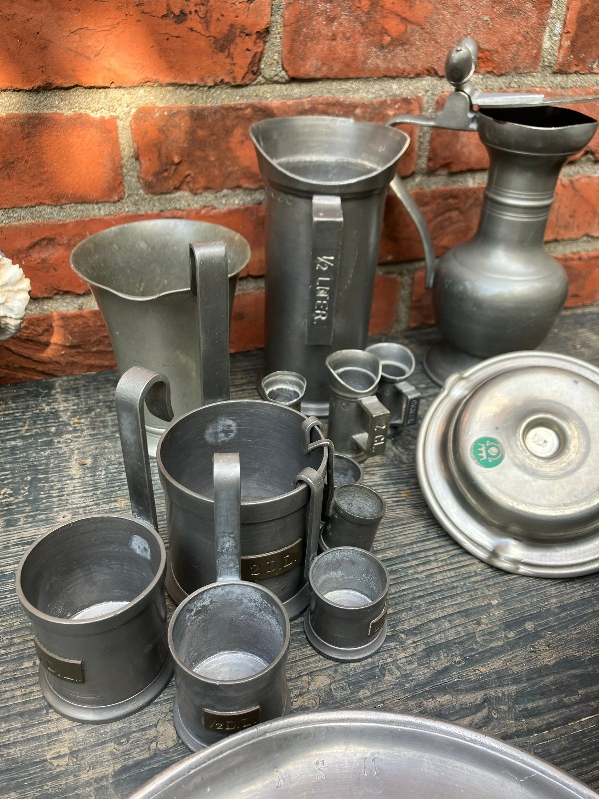 Verzameling oud tin met diverse tinmerken, ca. 5 kg, Ophalen of Verzenden