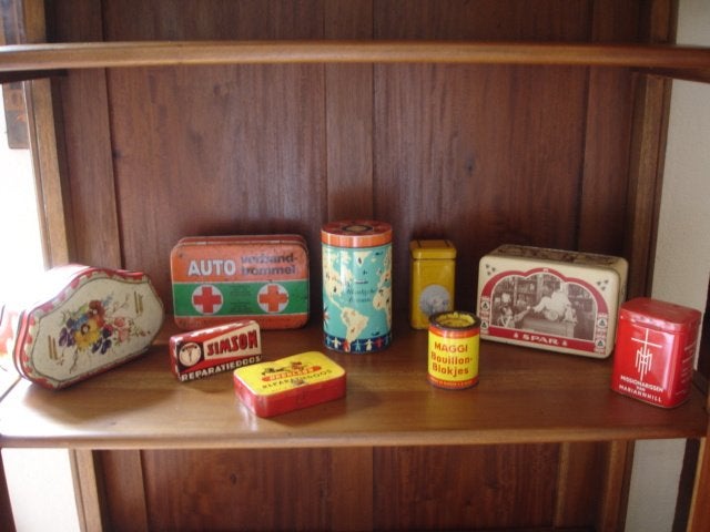 Oude Kruideniers blikken, Coöp, Spar, De Gruyter (9 stuks)!, Ophalen of Verzenden, Gebruikt, Overige, Overige merken