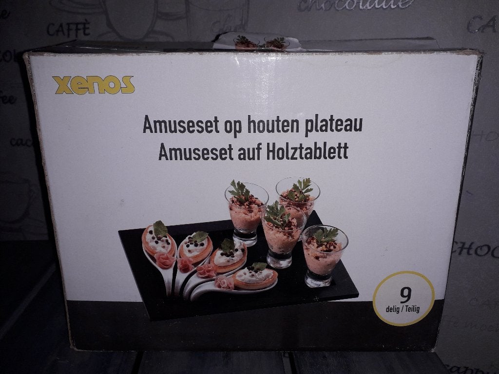 Amuseset op houten plateau 9-delig Xenos, Ophalen, Overige materialen, Overige merken, Overige typen