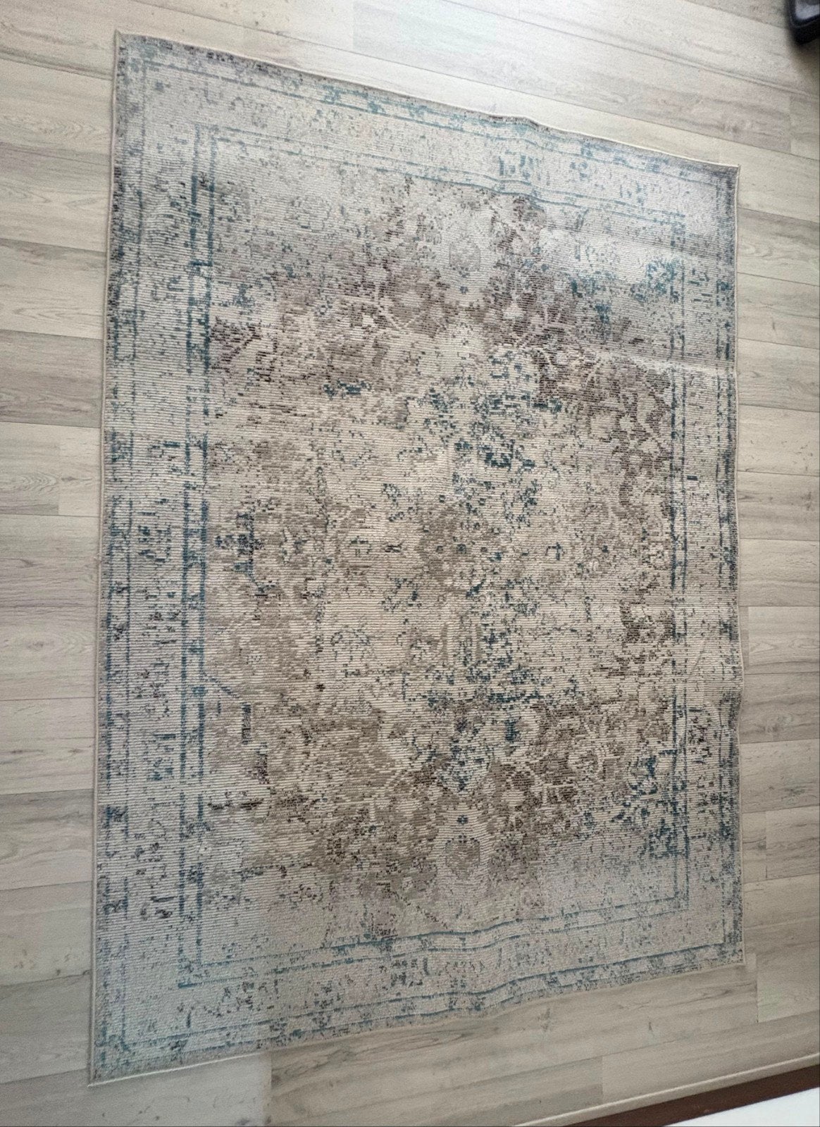 Rugvista kleed - beige, bruin, blauw - 160x230 cm, Ophalen, 200 cm of meer, Bruin, Rechthoekig