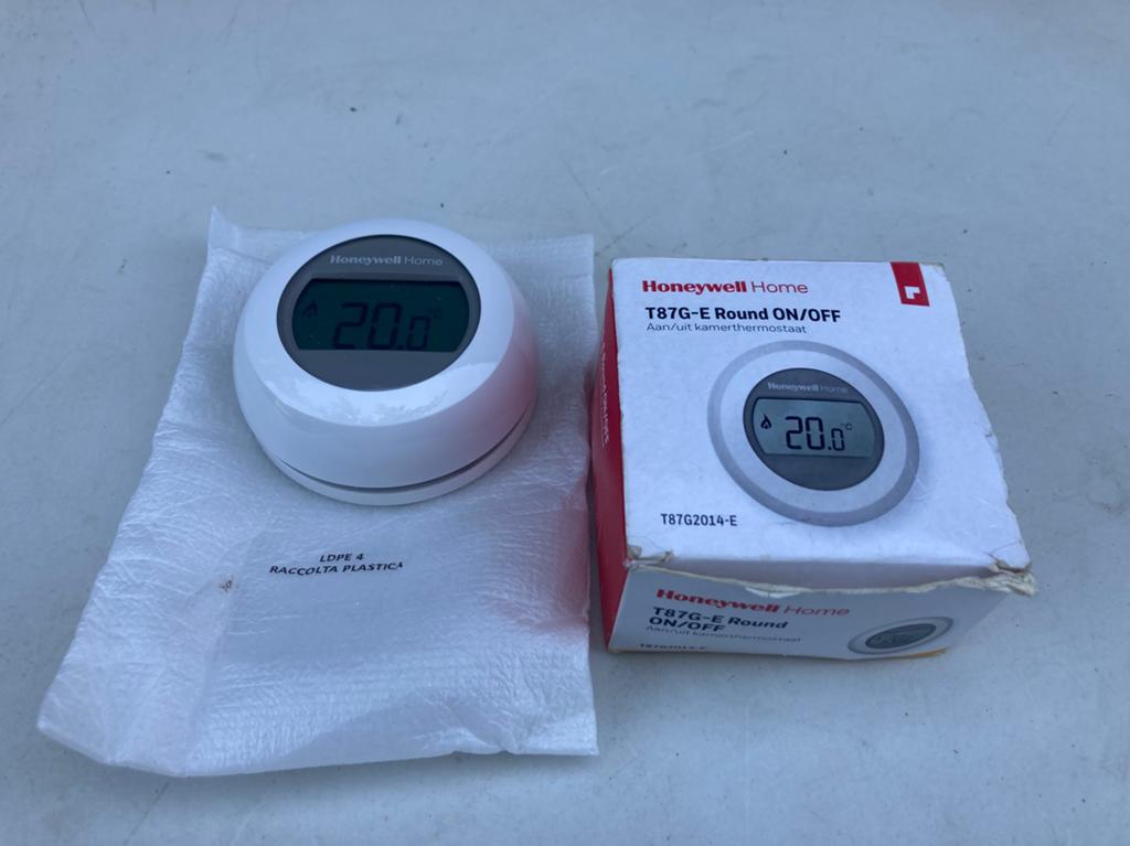 Honeywell round thermostaat T87G-E, Doe-het-zelf en Verbouw, Thermostaten, Ophalen of Verzenden, Zo goed als nieuw