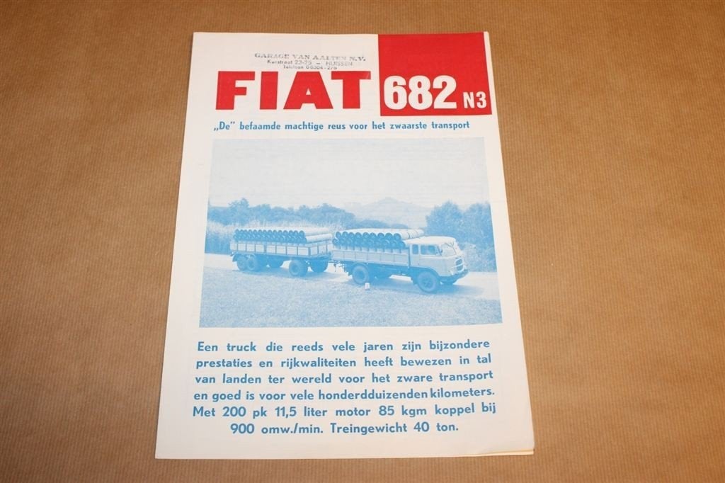 Zeldzame brochure - Fiat 682 N3 vrachtwagen - 1965, Boeken, Ophalen of Verzenden, Zo goed als nieuw, Tractor en Landbouw