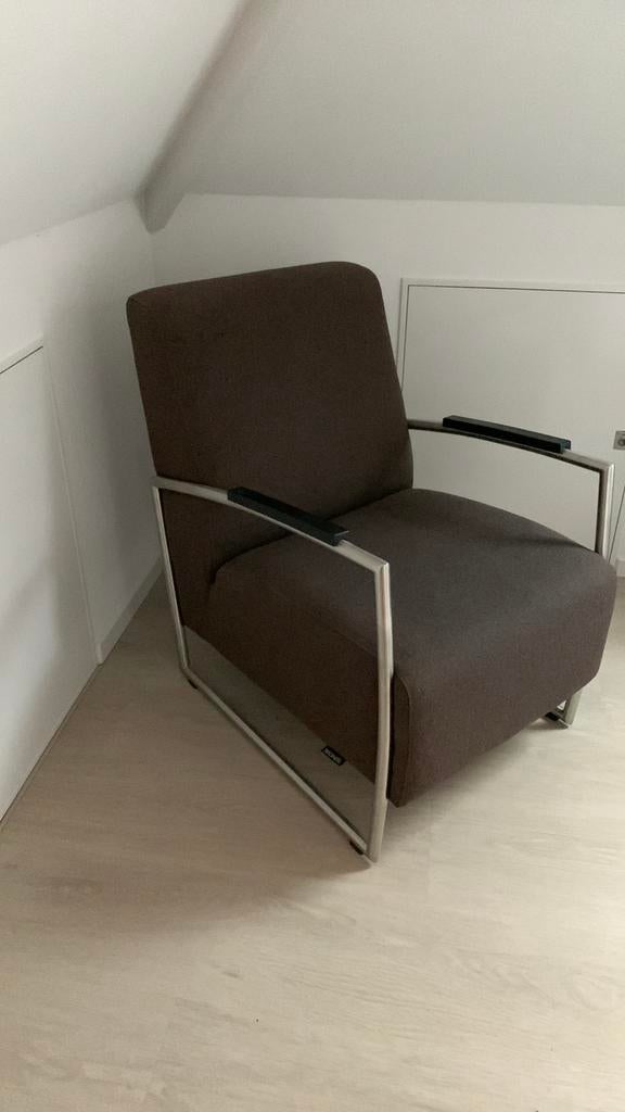 Montel fauteuil taupe, Ophalen, Minder dan 75 cm, Zo goed als nieuw, Stof
