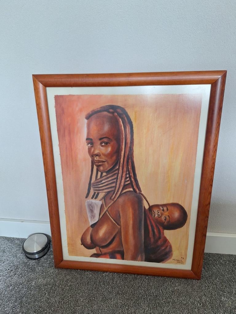 Schilderij: Afrikaanse vrouw met kind, Ophalen of Verzenden