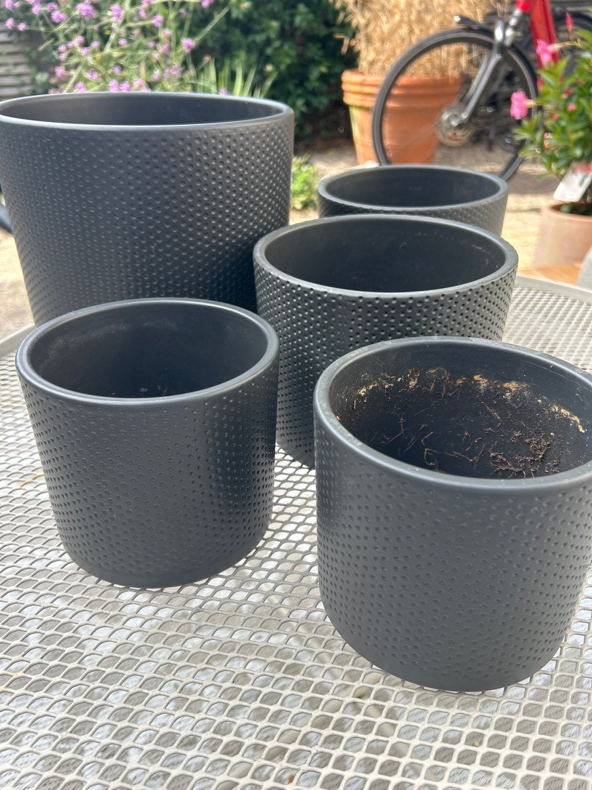 Mica Decorations Era bloempotten set - Antraciet, Ophalen, Gebruikt, Overige materialen, Overige stijlen
