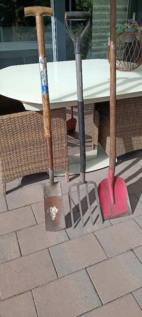 mestvork, schop + steekschop. spear & jackson. fiskars € 60, Ophalen, Gebruikt, Schop, Fiskars