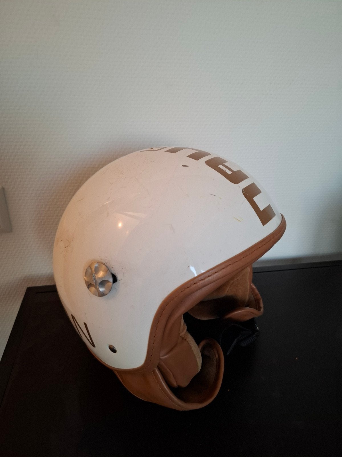 Witte helm van merk 'NAU' - Maat S, Fietsen en Brommers, Brommerhelmen, Ophalen, Overige merken
