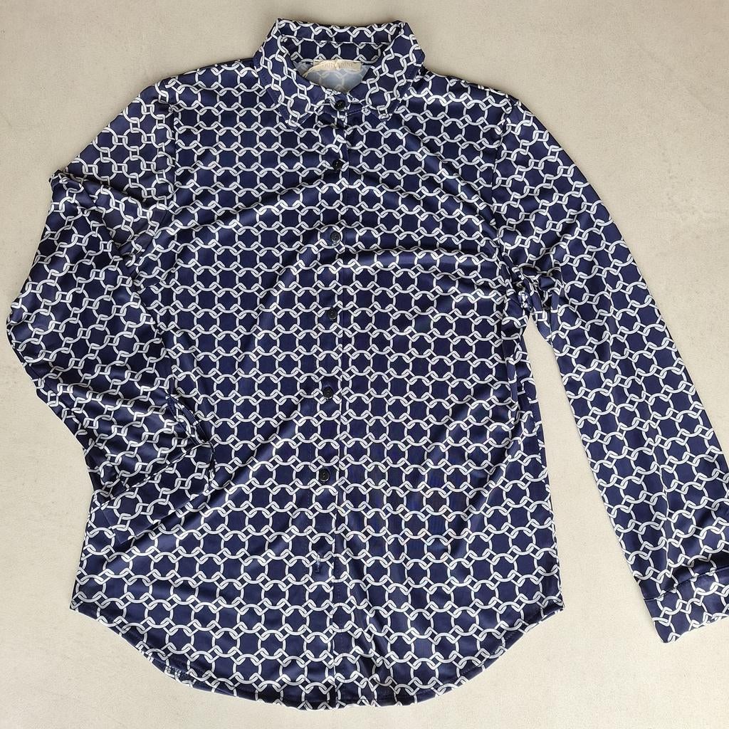 Triple Nine Blouse Donkerblauw met Witte Details Maat S/M, Maat 38/40 (M), Triple Nine, Blauw, Nieuw