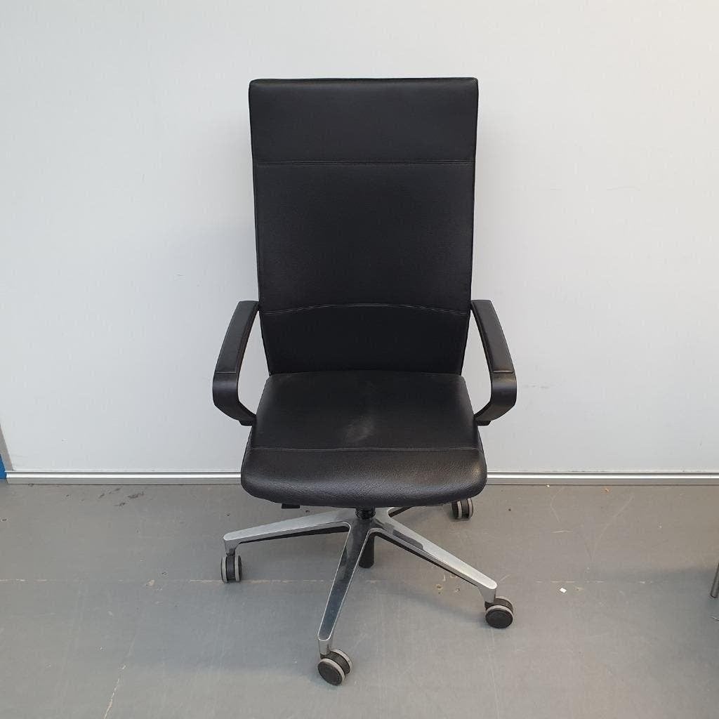 Klöber Ciello EXCLUSIEVE DESIGN  bureaustoel - zwart leder, Ophalen, Gebruikt, Zwart