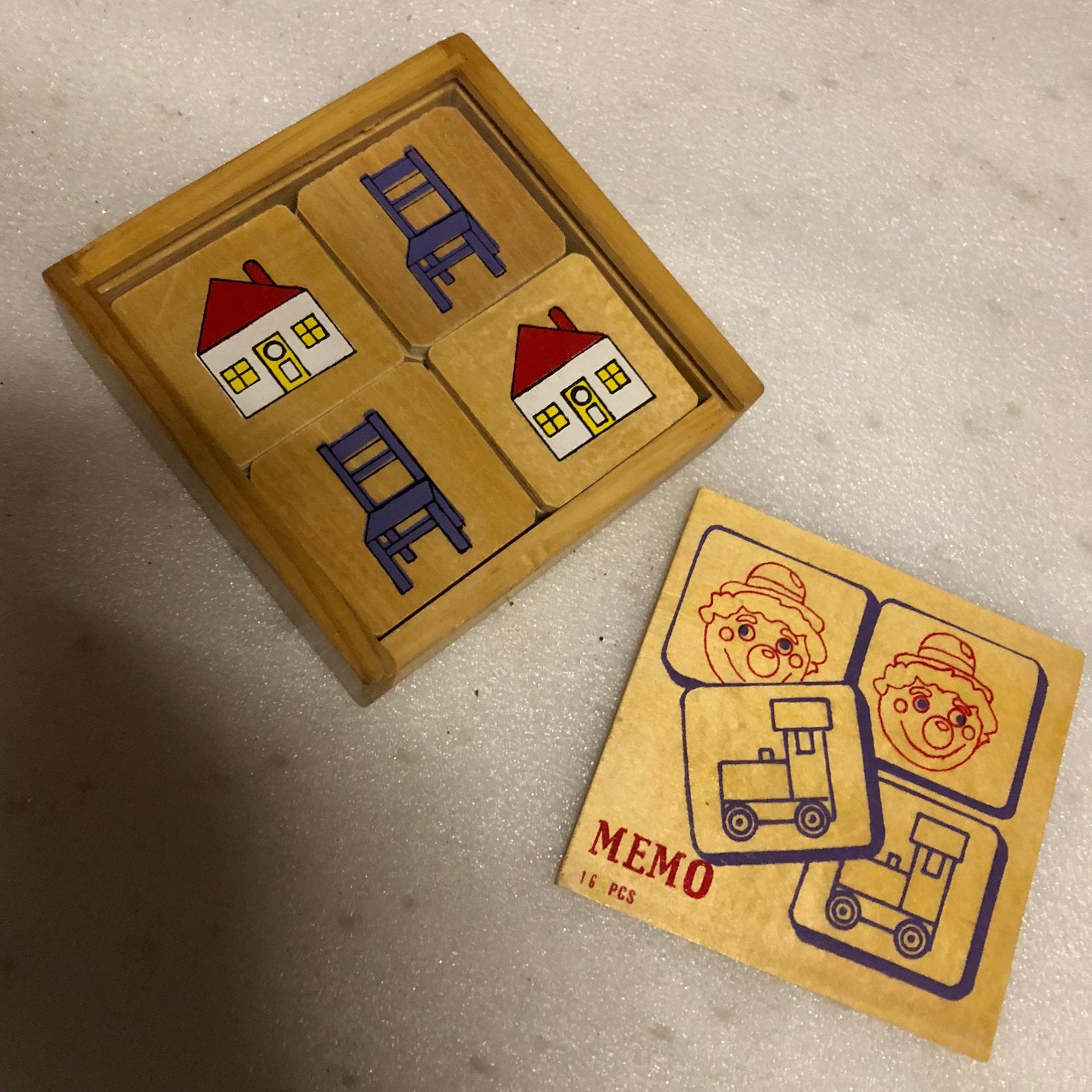 Vintage houten memory spel, Ophalen of Verzenden, Zo goed als nieuw