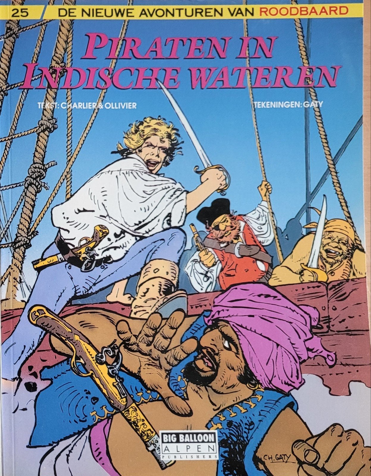 Roodbaard 25 - Piraten in Indische Wateren, Gelezen, Jean-Michel Charlier, Victor Hubinon, Eén stripboek, Ophalen of Verzenden