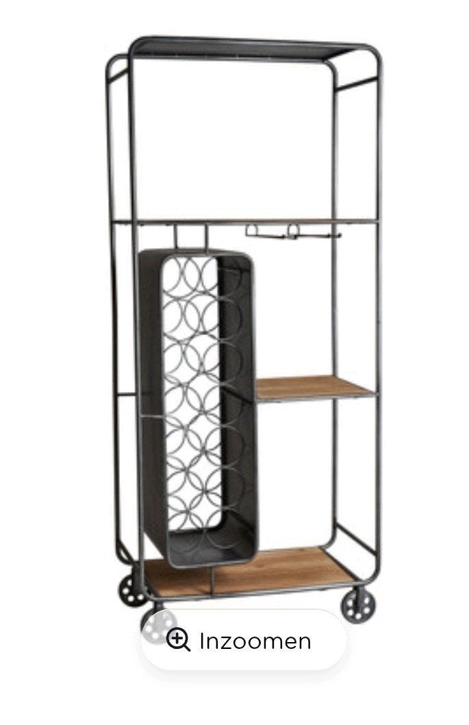 Wijnrek Trolley Lissabon - Industrieel Design, Ophalen, Metaal