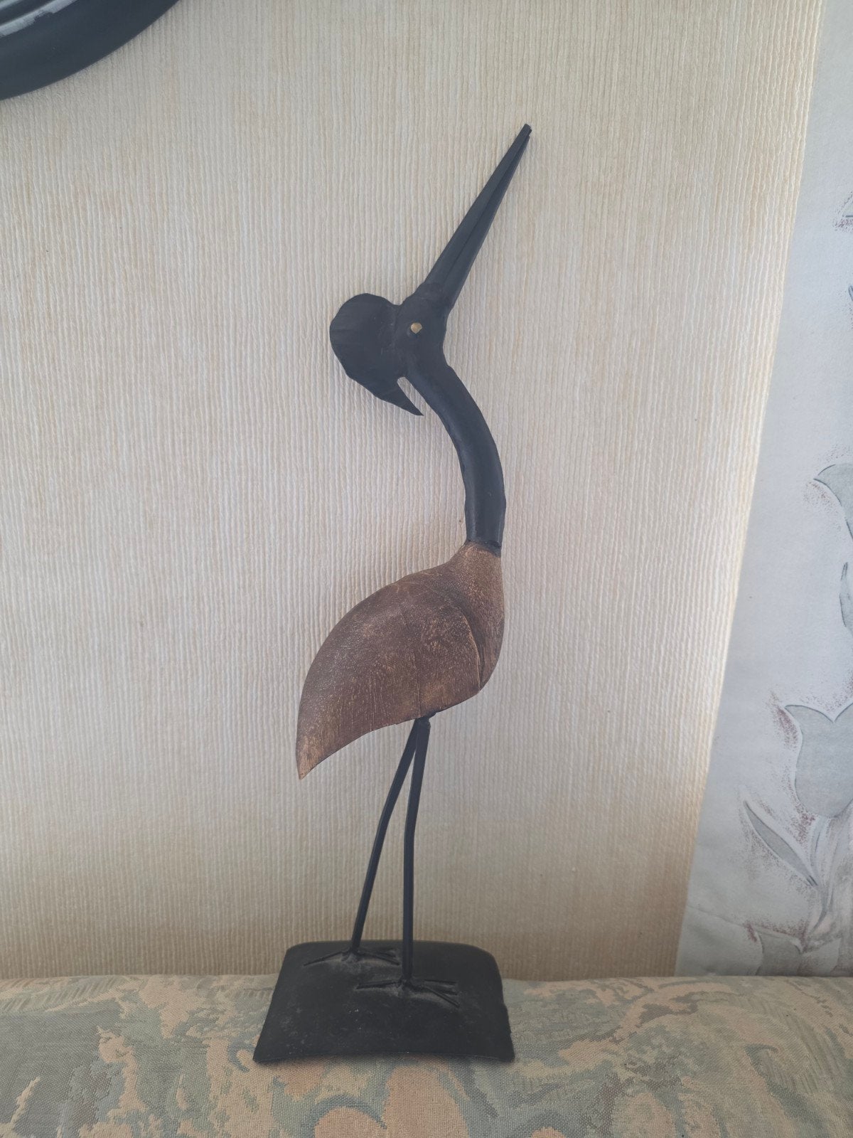 Houten vogel sculptuur - Kraanvogel, Antiek en Kunst, Ophalen of Verzenden, 20 - 50 cm, Beeld, Hout