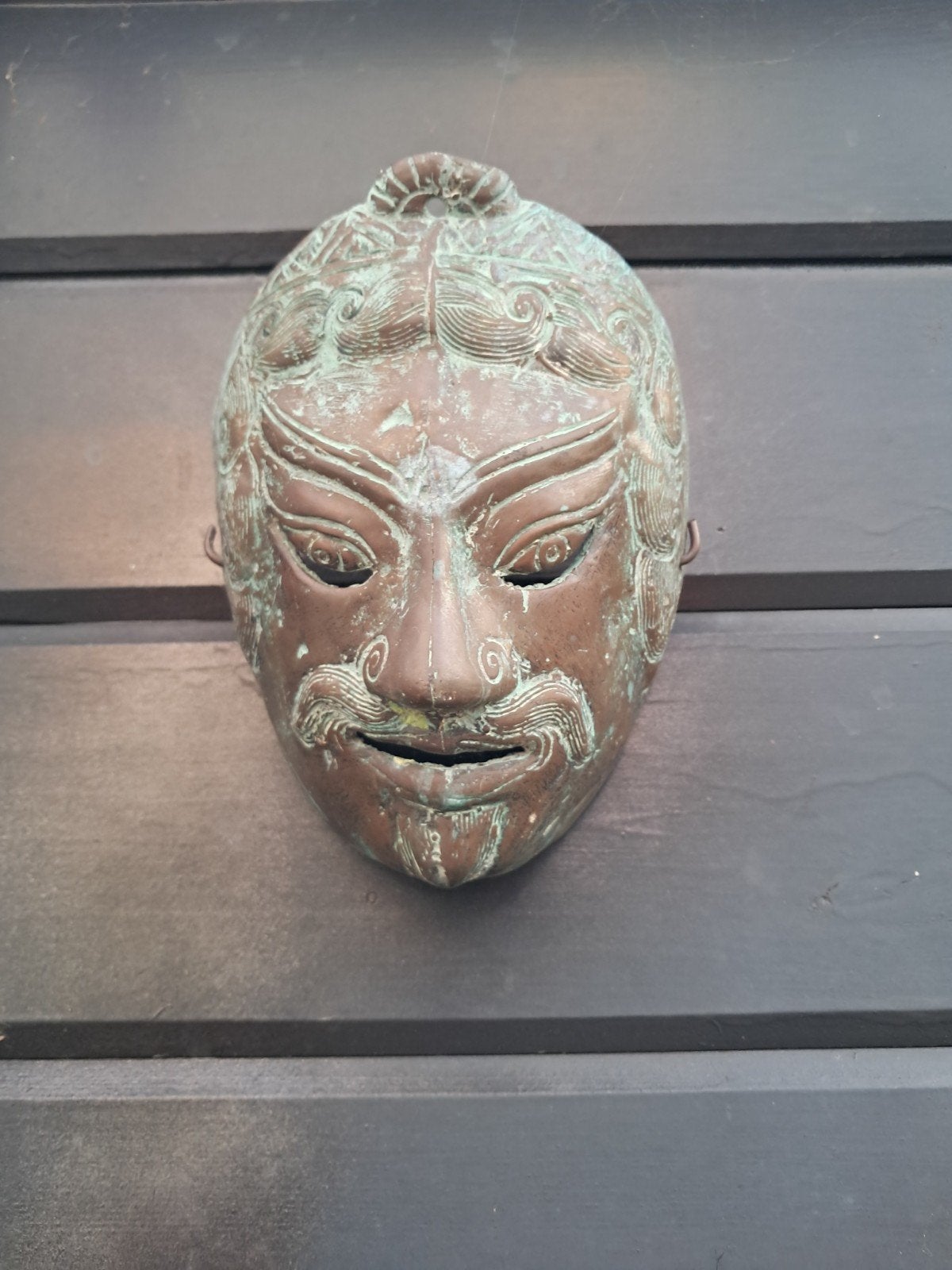 Antiek Aziatisch Bronzen Wandmasker - 20 cm Hoog, Ophalen of Verzenden, Masker, Op te hangen, Brons