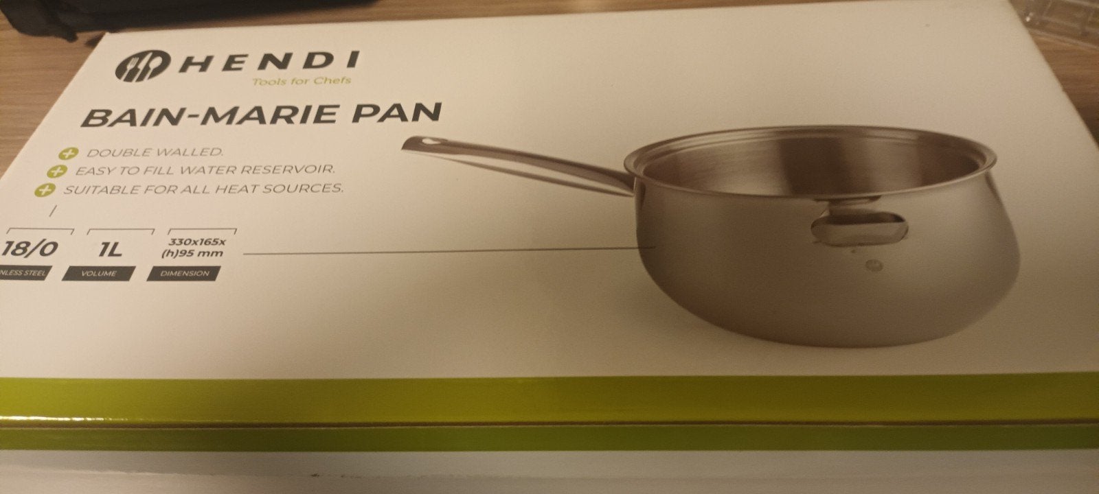 Hendi Bain-Marie Pan - Dubbelwandig RVS 1L, Ophalen of Verzenden, Zo goed als nieuw, Overige typen