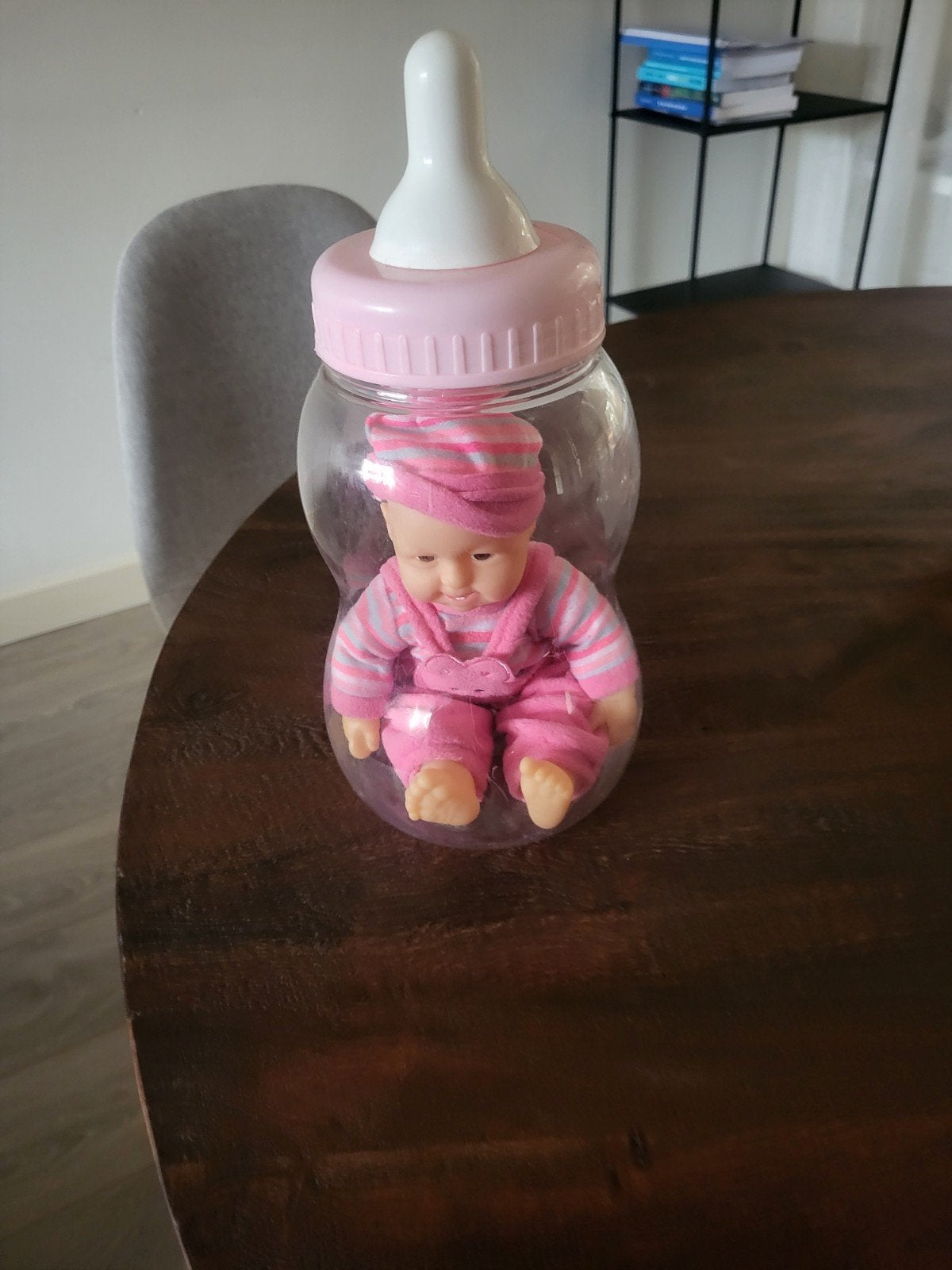 Spaarpot met babypop, Ophalen of Verzenden, Zo goed als nieuw, Babypop