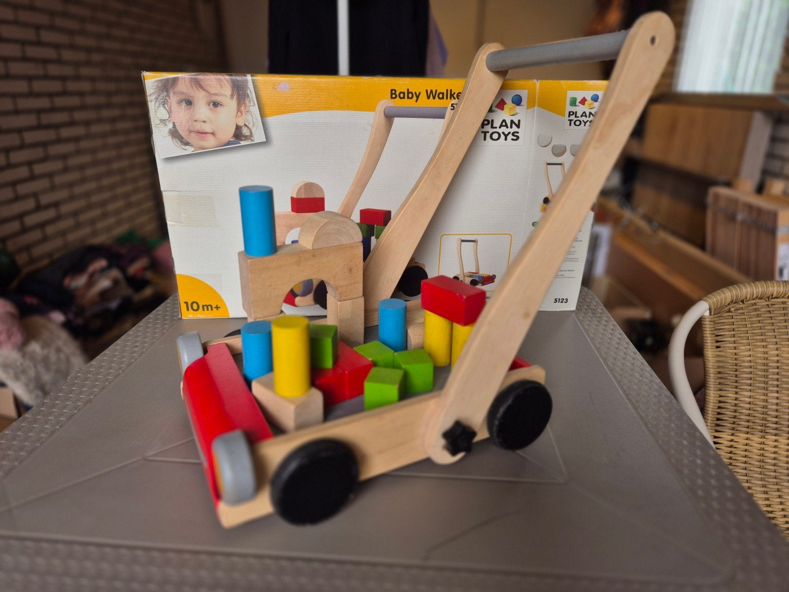 Plan Toys Baby Walker met blokken - 10m+, Kinderen en Baby's, Ophalen of Verzenden, Gebruikt, Overige typen