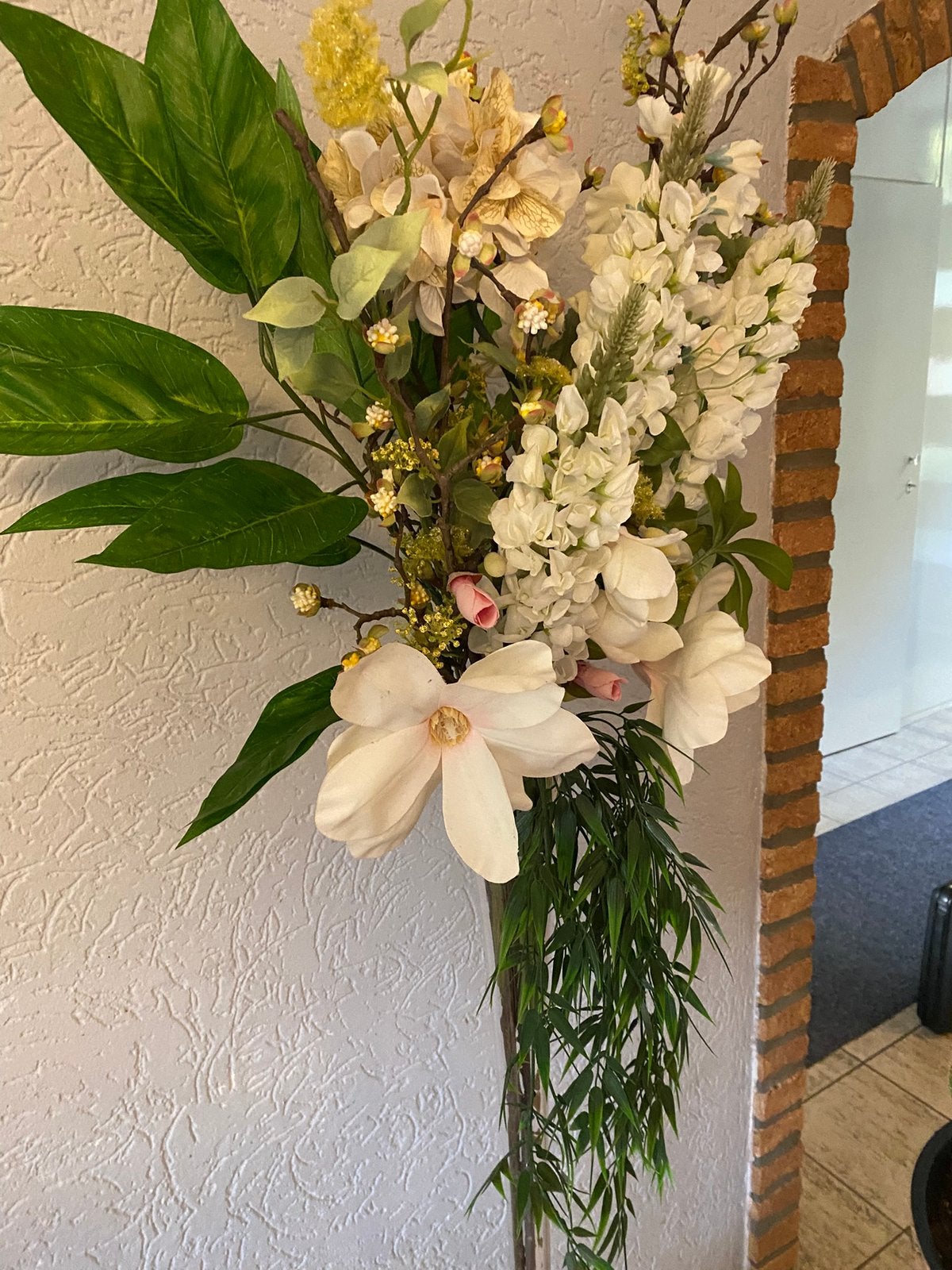 vaas met kunstbloemen 175 cm hoog, Huis en Inrichting, Ophalen, Transparant, Nieuw, Glas
