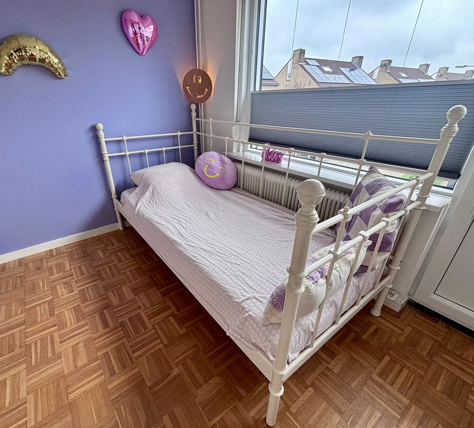 ikea ijzeren tromsnes bed met matras 200x90 cm, Ophalen, 85 tot 100 cm, Zo goed als nieuw, Lattenbodem