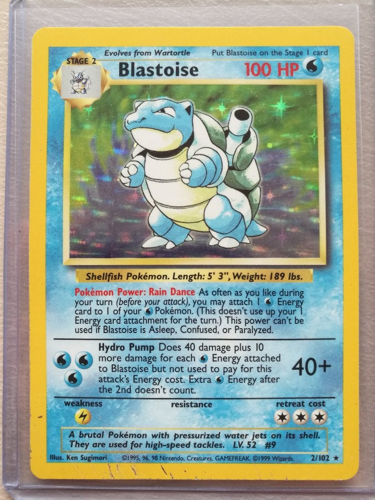 Blastoise Base Set Engels, Ophalen of Verzenden, Gebruikt, Losse kaart, Foil