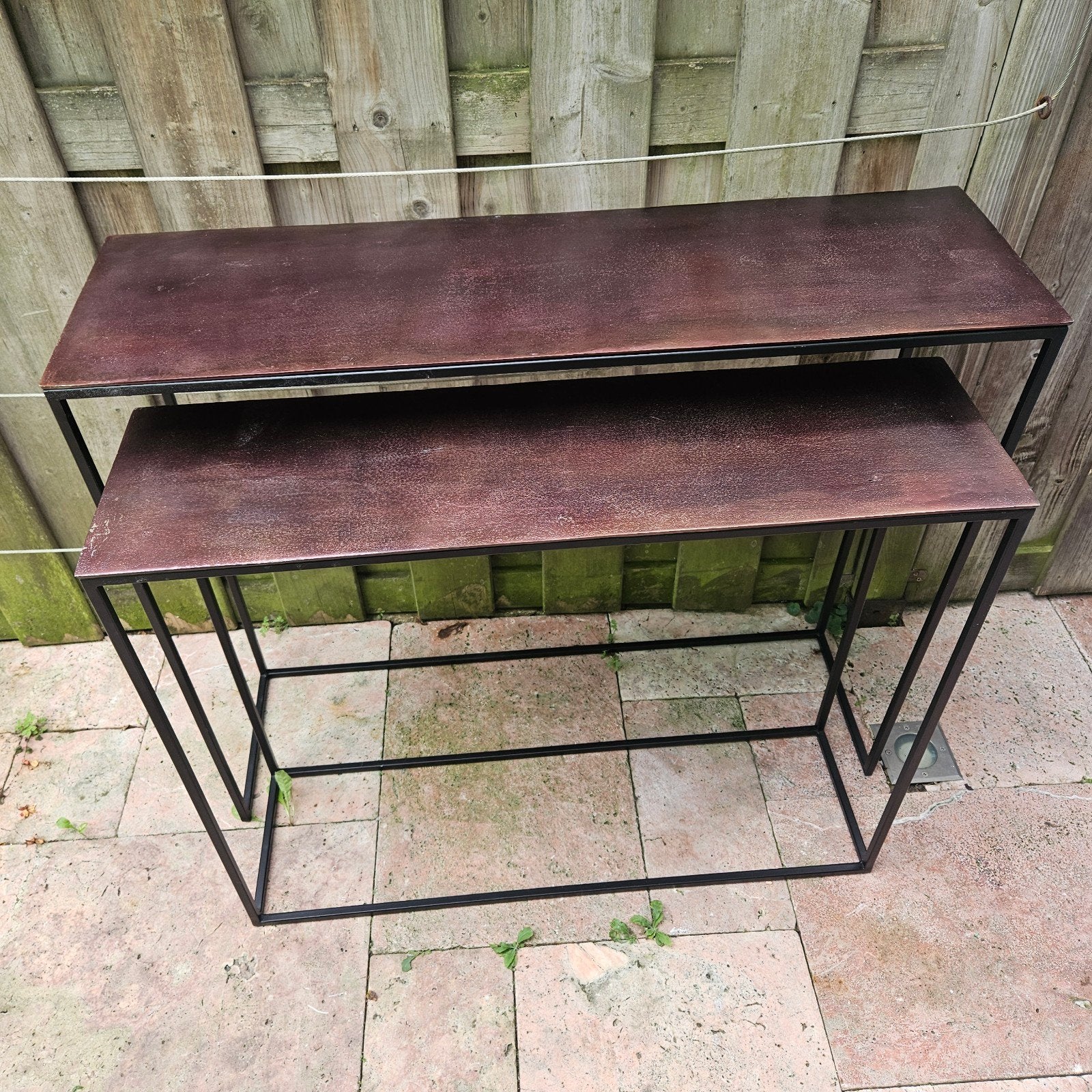 Set van 2 metalen sidetables / bijzettafels, Huis en Inrichting, Ophalen