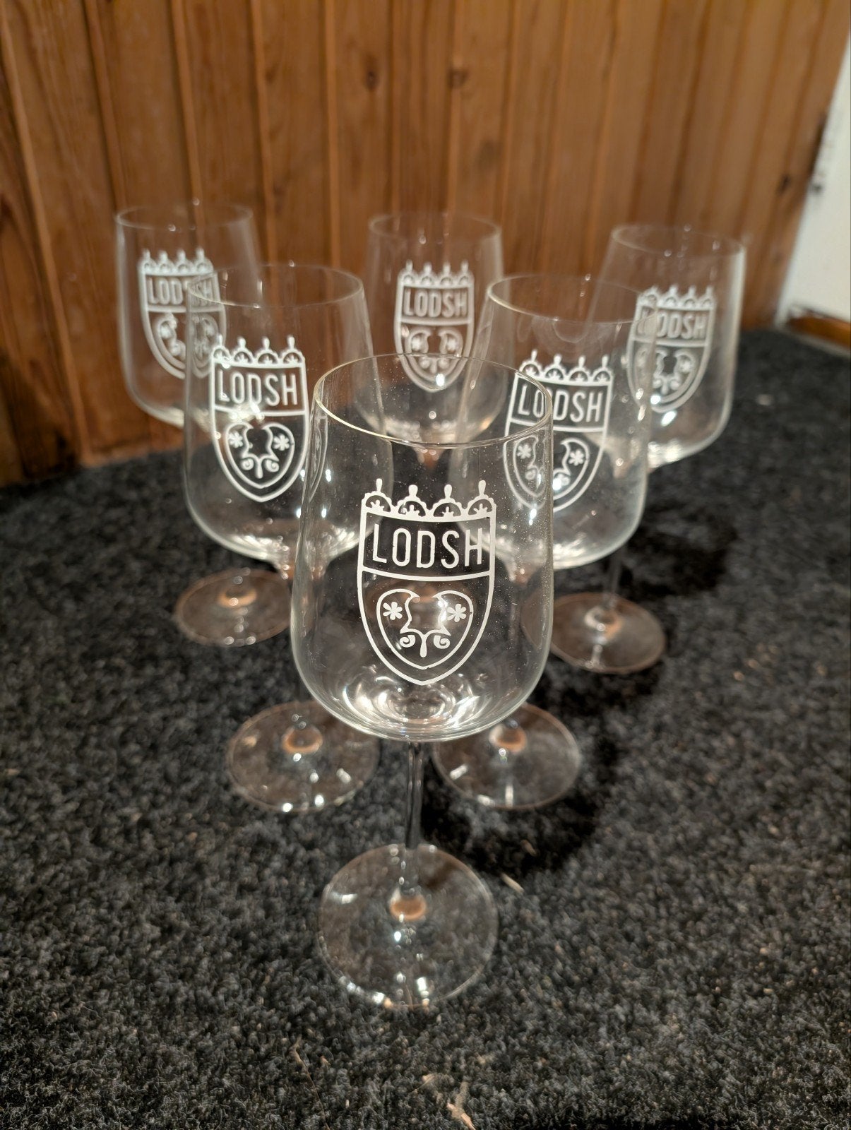 Set van 6 Lodsh wijnglazen, Overige typen, Ophalen, Zo goed als nieuw, Glas