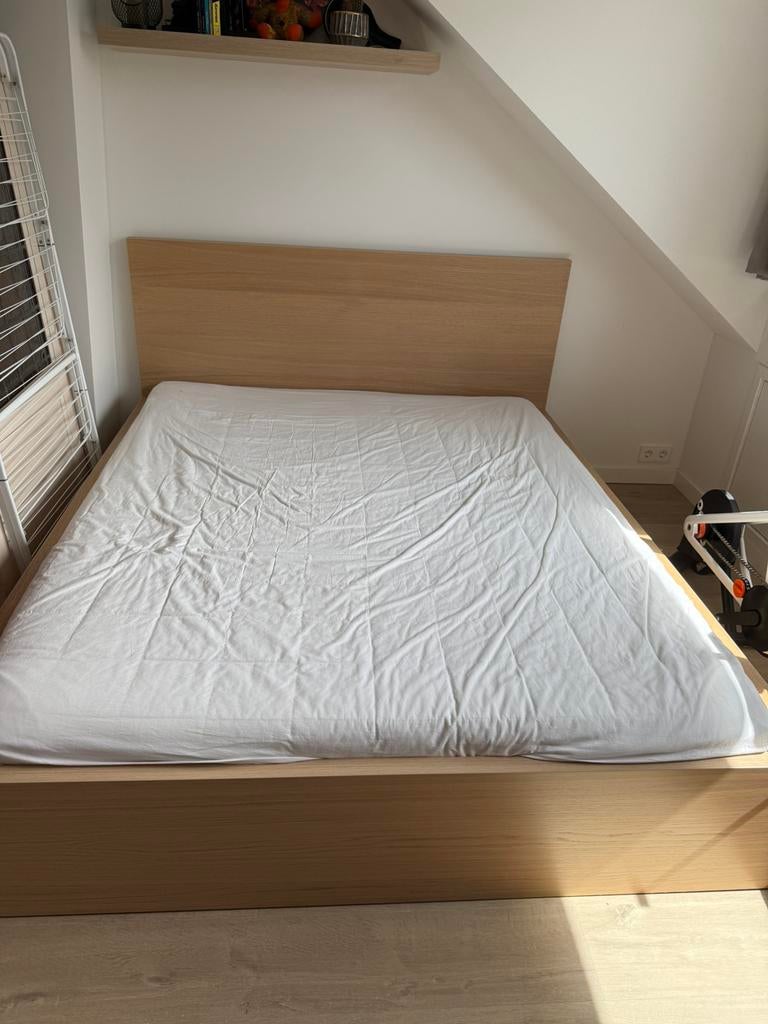 Ikea Malm Bed 160x200, Ophalen, Beige, Tweepersoons, Zo goed als nieuw