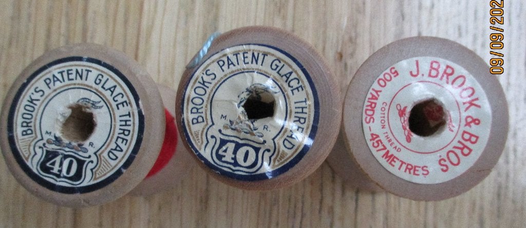 3 vintage houten klosjes Brook's patent glace / mercerised, Ophalen of Verzenden, Garen of Naald(en)