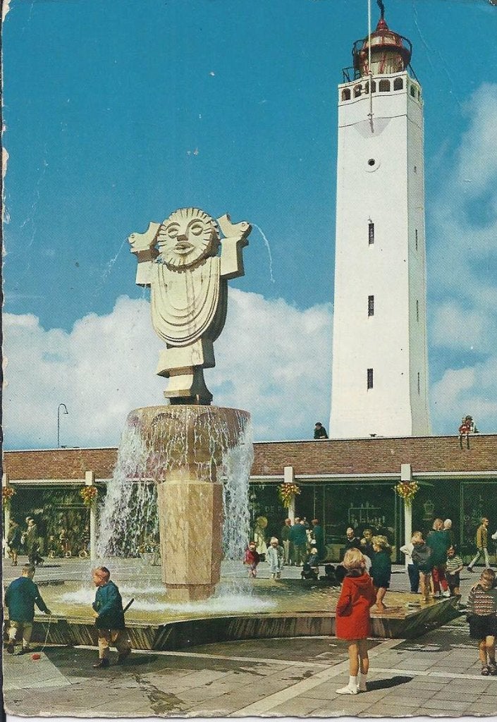 Kr144 gelopen ansichtkaart noordwijk aan zee vuurtorenplein, Ophalen of Verzenden, 1960 tot 1980, Gelopen, Zuid-Holland