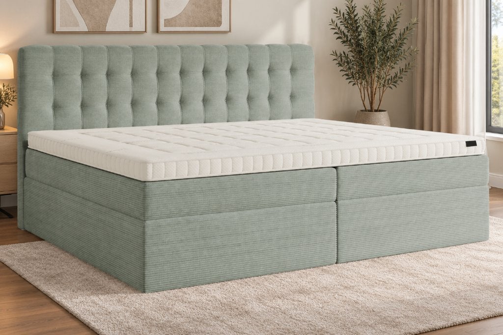 Boxspring Premium Duitse Fabrikant 280x210 cm – NIEUW, Ophalen, Overige maten, 200 cm, Grijs