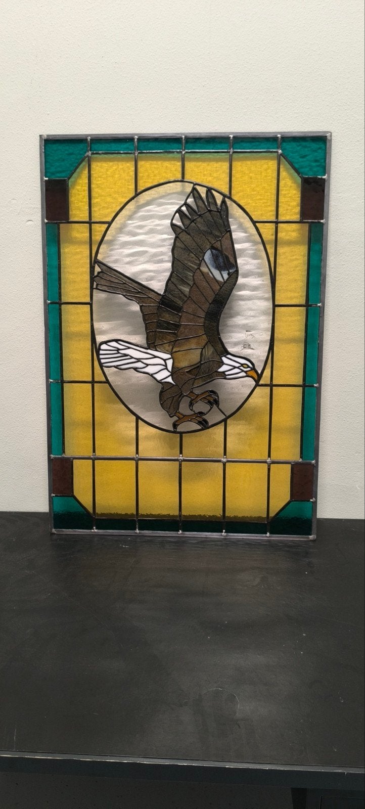 Uniek Glas-in-lood Raam met Arendmotief, Antiek en Kunst, Ophalen