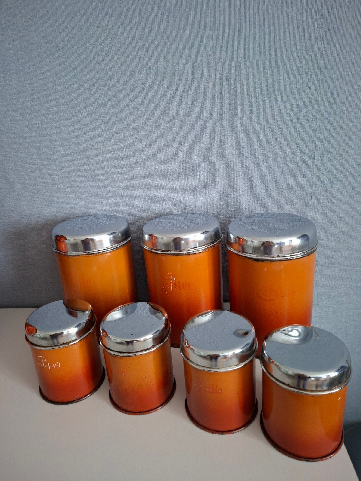 Antiek Brocante bussenset Dru 7 delig jaren 50-60., Antiek en Kunst, Ophalen of Verzenden