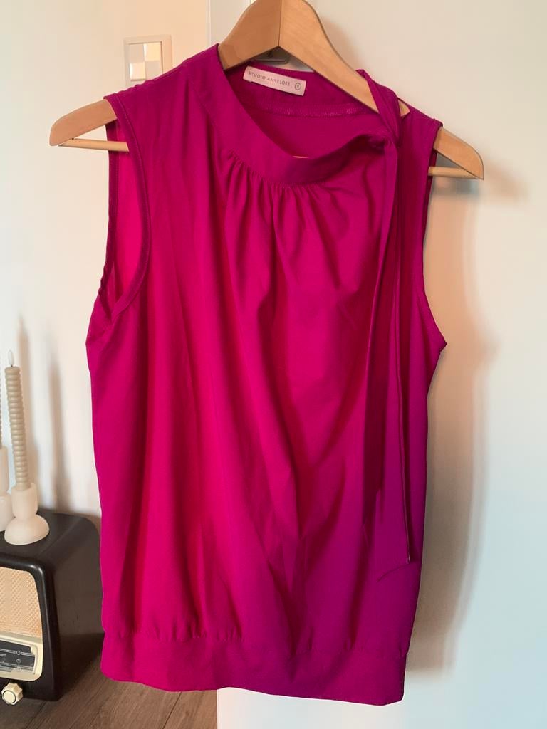 Fuchsia roze top, Studio Anneloes, maat M, Zo goed als nieuw, Roze, Zonder mouw, Ophalen