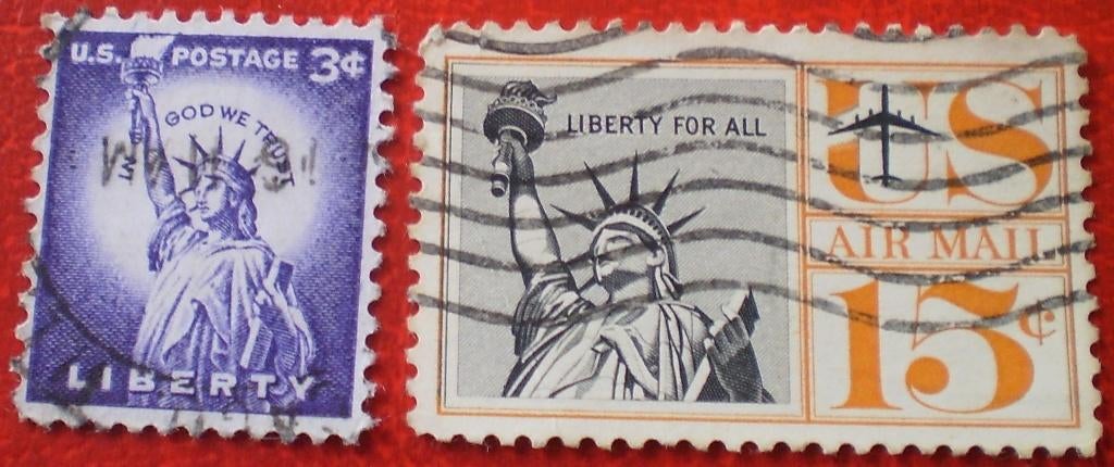 USA / VS - 2x Vrijheidsbeeld, Postzegels en Munten, Verzenden, Gestempeld, Noord-Amerika