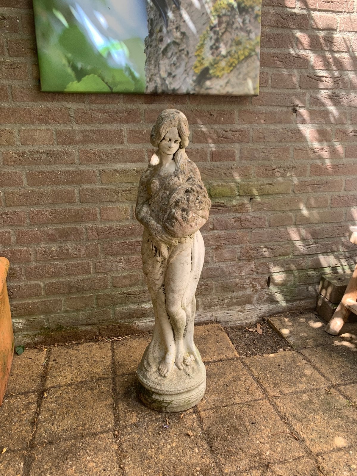 tuinbeeld beton vrouw, Ophalen, Gebruikt