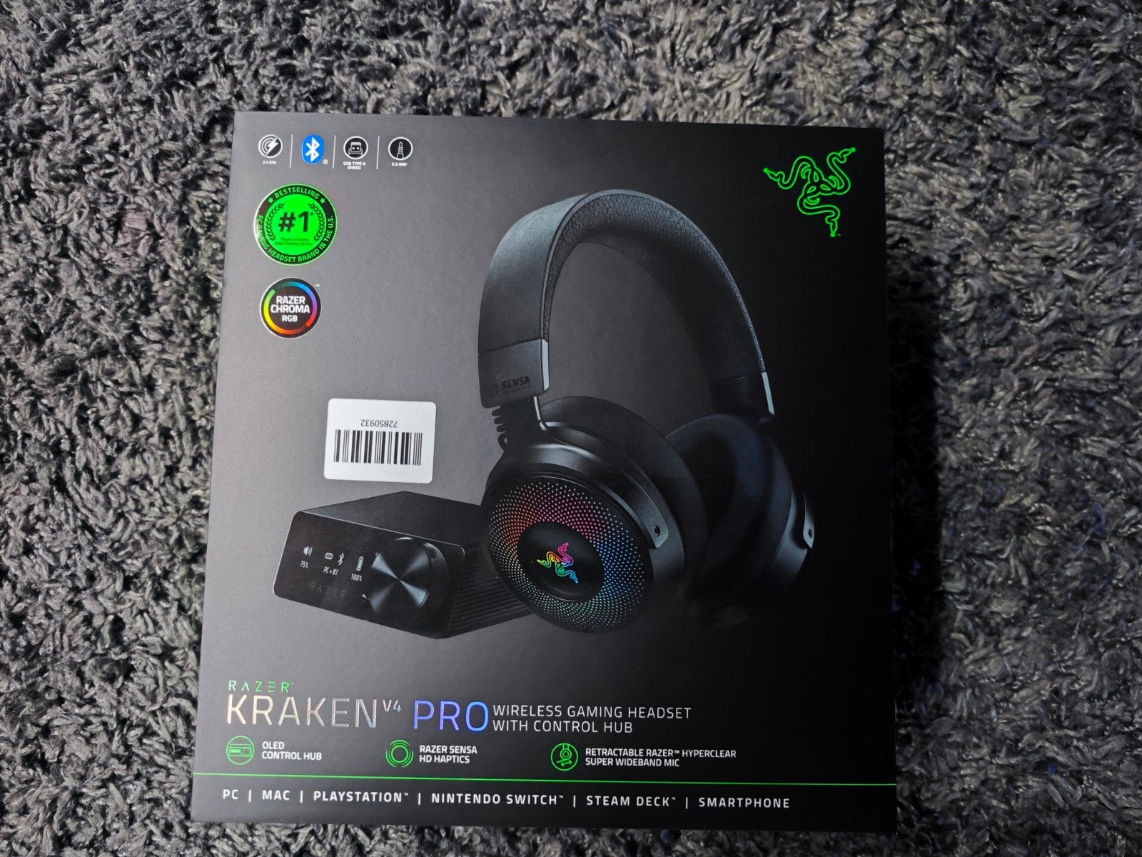 Razer Kraken V4 Pro Wireless + Control Hub., Mute-functie, Ophalen of Verzenden, Zo goed als nieuw, Draadloos
