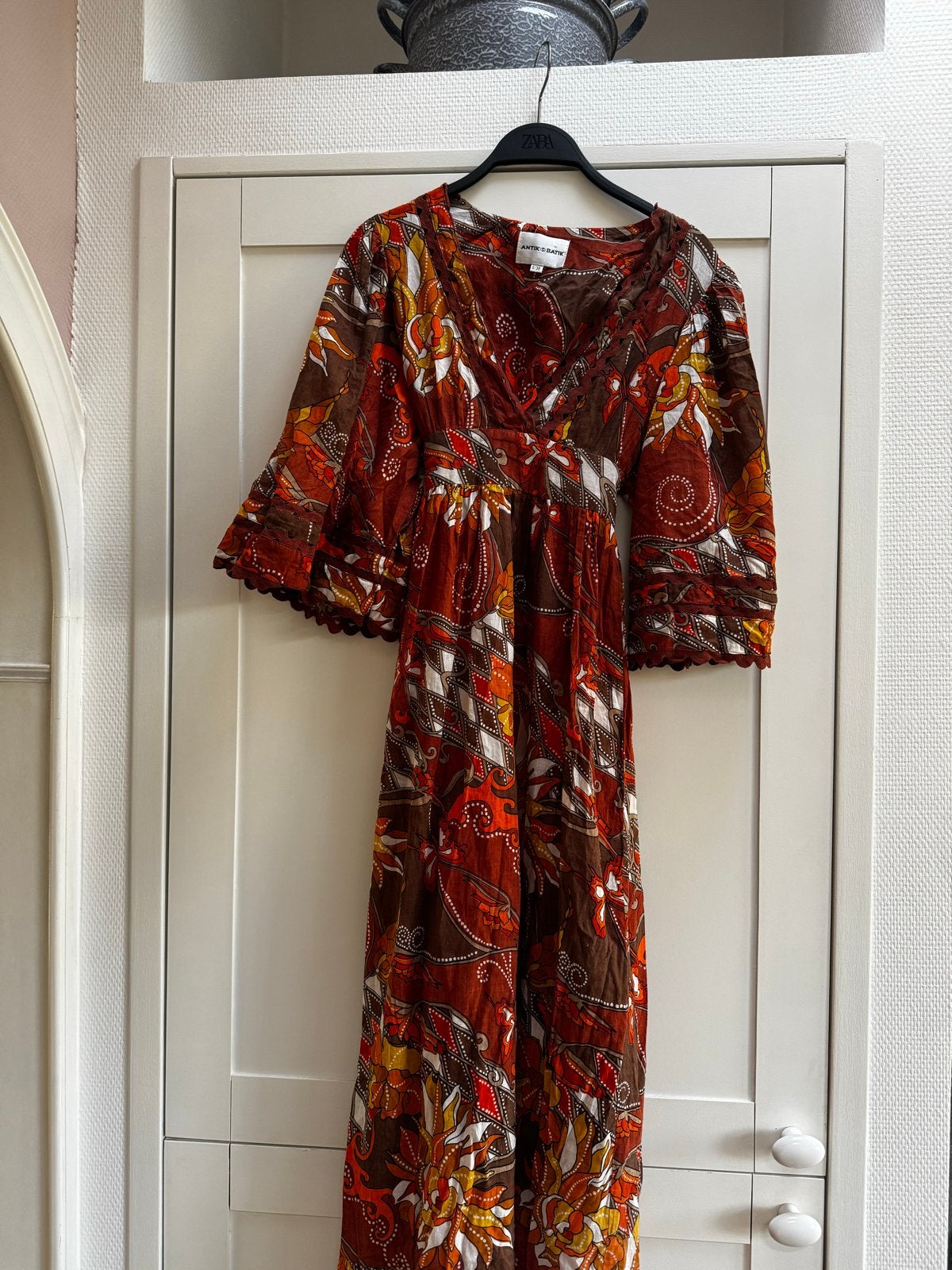 Antik Batik Jurk - Vintage Stijl met Kleurrijke Print, Meerkleurig, Ophalen of Verzenden, Maat 36 (S), Gedragen